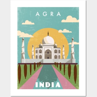 Agra, India. Retro travel poster Posters and Art